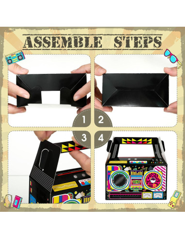 Zonon 24 Cajas de Favor Fiesta 80s Retro Decoración