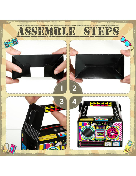 Zonon 24 Cajas de Favor Fiesta 80s Retro Decoración Zonon 24 Cajas de Favor Fiesta 80s Retro Decoración