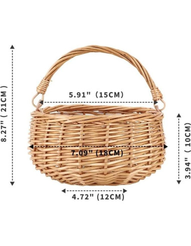 Cesta de Picnic de Mimbre SHCMSADO 18x18x10 cm Natural