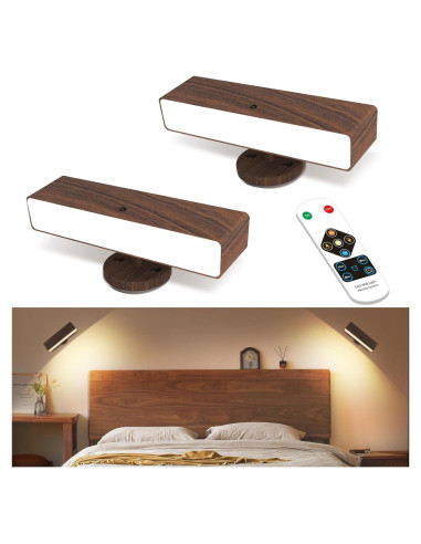 Juego de 2 Apliques de Pared LED iThird Madera Recargables