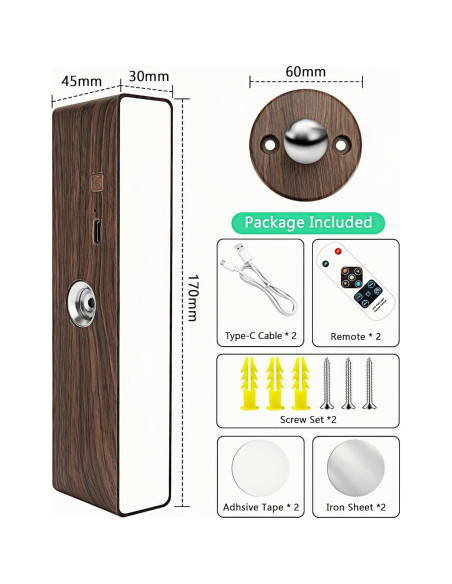 Juego de 2 Apliques de Pared LED iThird Madera Recargables Juego de 2 Apliques de Pared LED iThird Madera Recargables
