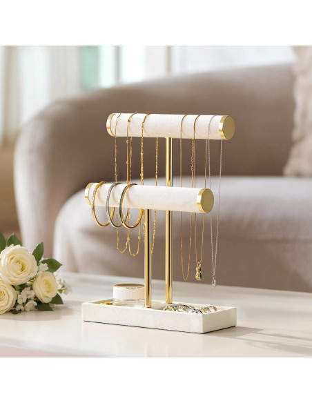 Soporte para Pulseras Bussdis 2 Niveles Terciopelo Beige Soporte para Pulseras Bussdis 2 Niveles Terciopelo Beige