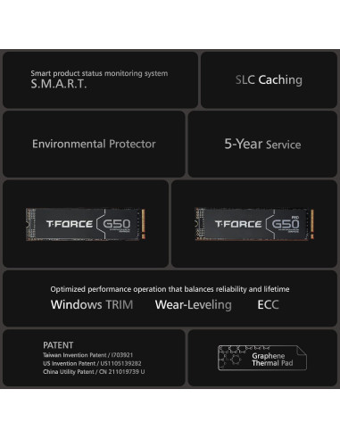 SSD TEAMGROUP G50 512GB NVMe PCIe Gen4x4 M.2 con Disipador