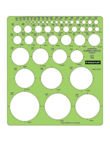 Plantilla de Círculo Combo Staedtler 977 110 - Verde 21.1 cm