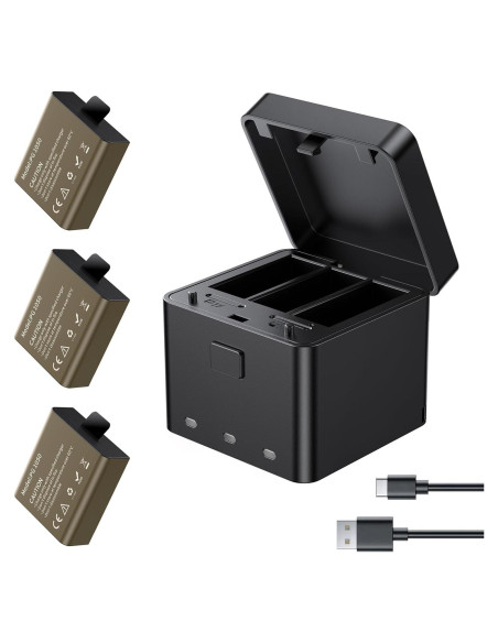 Baterías recargables AKASO 3 x 1050mAh + Cargador 3 canales Baterías recargables AKASO 3 x 1050mAh + Cargador 3 canales
