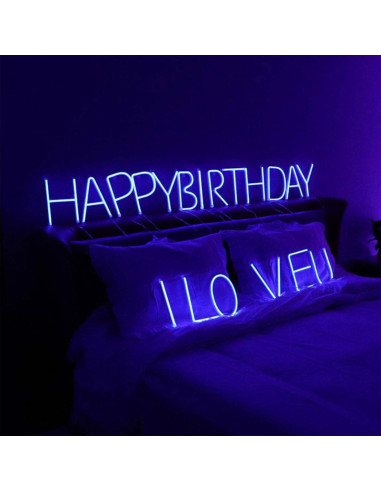 Luz Nocturna LED de Neón Azul ENUOLI - Letras A-Z Personalizables