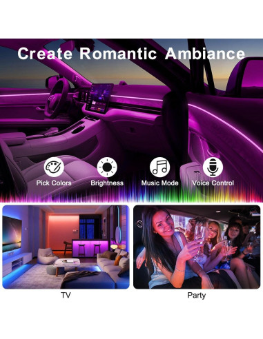 Luces LED de Carro Interior QVEVDACAR RGB 5 en 1 con Control Remoto