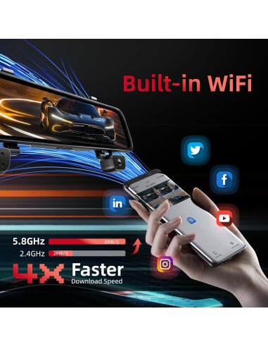 Cámara Dash 360 Gloryes con Pantalla Táctil 12" y 4 Canales