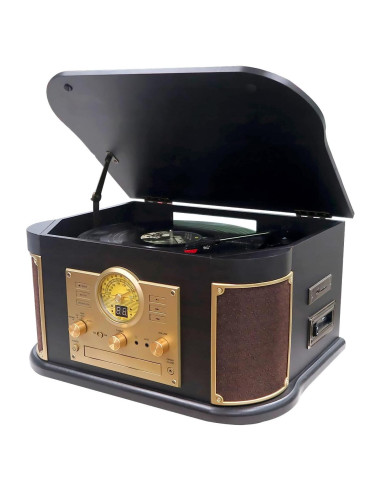 Reproductor de Vinilo DLITIME 3 Velocidades Bluetooth CD Radio
