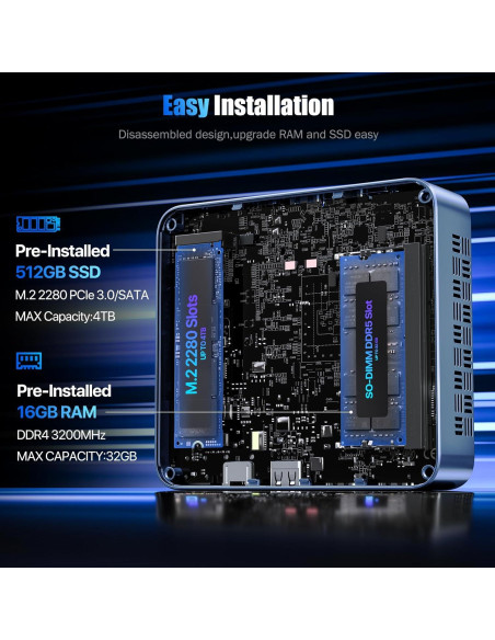 Mini PC Trycoo WI6 N95, 16GB RAM, 512GB SSD, 4K Triple Pantalla Mini PC Trycoo WI6 N95, 16GB RAM, 512GB SSD, 4K Triple Pantalla