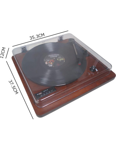 Reproductor de Vinilo DLITIME 3 Velocidades Bluetooth USB SD