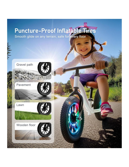 Bicicleta de Equilibrio Pequeña Paloma 11" Ruedas Iluminadas Bicicleta de Equilibrio Pequeña Paloma 11" Ruedas Iluminadas