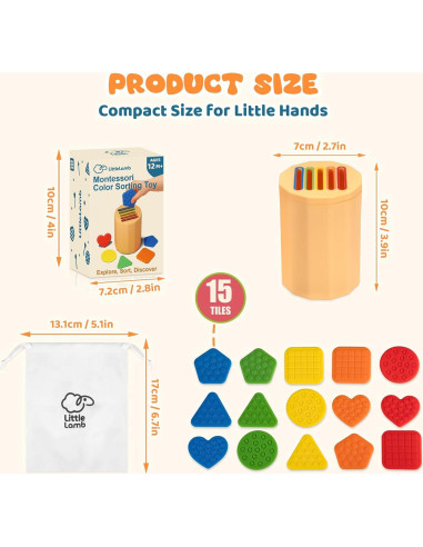 Juguete Montessori Clasificador de Colores LittleLamb 1-3 Años