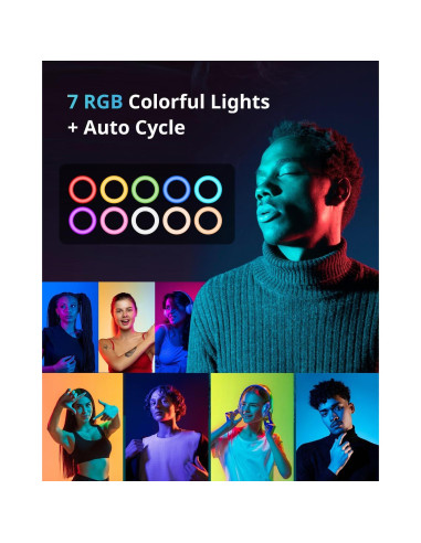 UBeesize Luz de Anillo RGB 30 cm con Trípode 157 cm