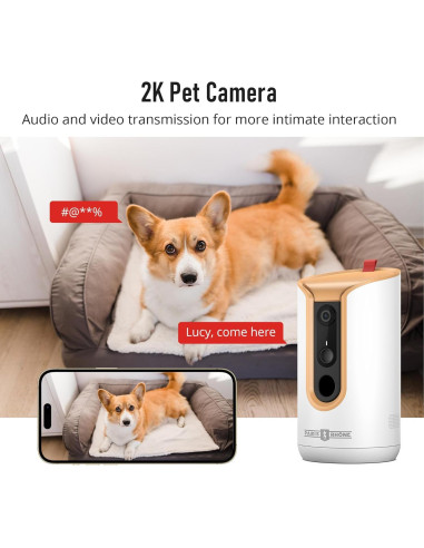 Cámara para Mascotas Paris Rhne 2K, 360 con Dispensador