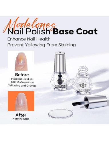 Set Esmalte de Uñas Base y Top Coat Modelones 5 ml x2