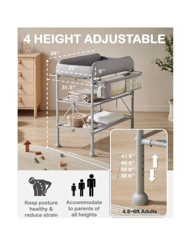 Mesa de Cambio BEKA Plegable Portátil Ajustable 86x80cm