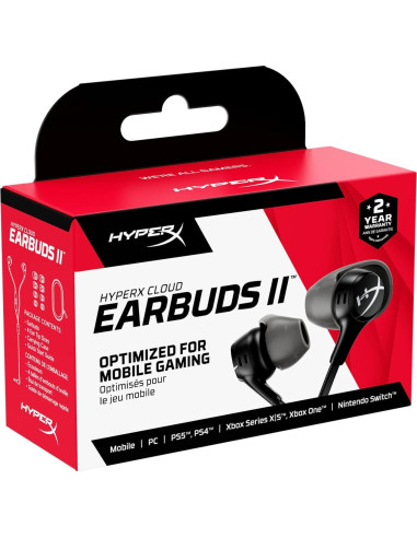 Auriculares HyperX Cloud Earbuds II 14mm con Estuche Negro
