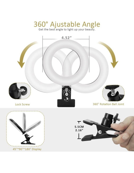 Luz de Anillo FLYSKY para Videoconferencias 10W USB Clip-On Luz de Anillo FLYSKY para Videoconferencias 10W USB Clip-On