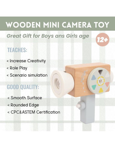 Cámara de Video de Madera para Niños WoodenEdu 13.2x5.6cm