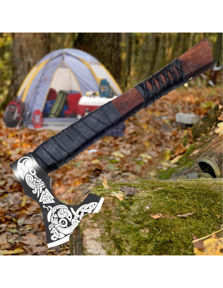 Hacha Vikinga SIZZCO 43 cm - Barbeada para Camping y Lanzamiento Hacha Vikinga SIZZCO 43 cm - Barbeada para Camping y Lanzamiento