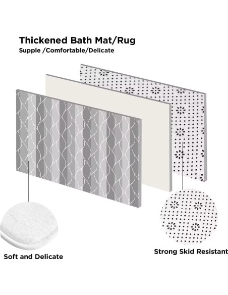 Conjunto de Cortina de Ducha y Alfombrillas DDQQ Gris Conjunto de Cortina de Ducha y Alfombrillas DDQQ Gris