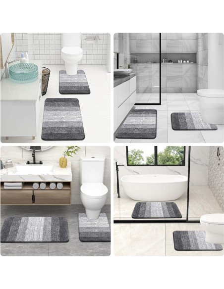 Conjunto de Alfombrillas de Baño OLANLY 2 Piezas Microfibra Gris Conjunto de Alfombrillas de Baño OLANLY 2 Piezas Microfibra Gris
