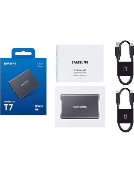 Samsung T7 SSD Portátil 1TB Gris Titanio, 1050MB/s USB 3.2 Samsung T7 SSD Portátil 1TB Gris Titanio, 1050MB/s USB 3.2