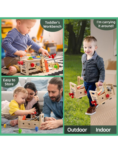 Juego de Herramientas de Madera AiTuiTui 29 Piezas para Niños Juego de Herramientas de Madera AiTuiTui 29 Piezas para Niños
