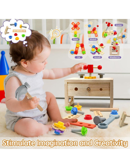 Juego de Herramientas de Madera AiTuiTui 29 Piezas para Niños Juego de Herramientas de Madera AiTuiTui 29 Piezas para Niños