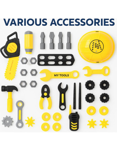 Banco de Trabajo para Niños TOMLEON con Taladro y Camiones