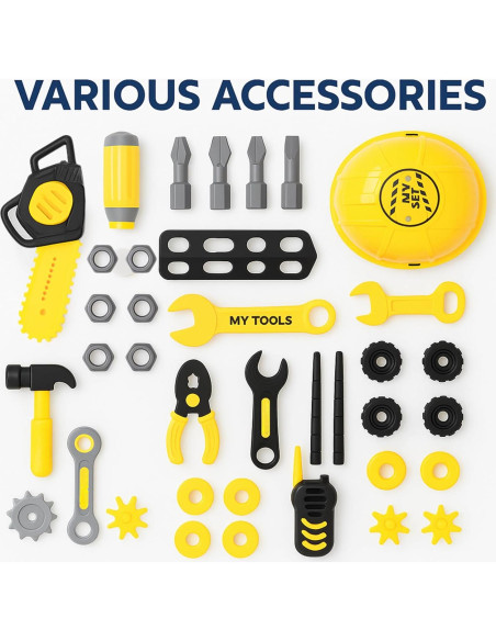 Banco de Trabajo para Niños TOMLEON con Taladro y Camiones Banco de Trabajo para Niños TOMLEON con Taladro y Camiones