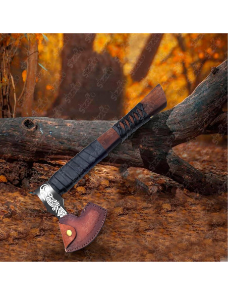 Hacha Vikinga SIZZCO 43 cm - Barbeada para Camping y Lanzamiento Hacha Vikinga SIZZCO 43 cm - Barbeada para Camping y Lanzamiento