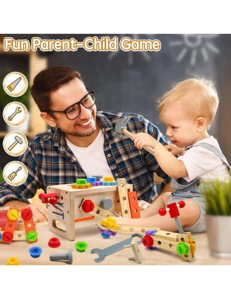 Juego de Herramientas de Madera AiTuiTui 29 Piezas para Niños Juego de Herramientas de Madera AiTuiTui 29 Piezas para Niños