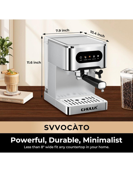 Máquina de Espresso Semiautomática CHULUX 20 Bar 1.48L Máquina de Espresso Semiautomática CHULUX 20 Bar 1.48L