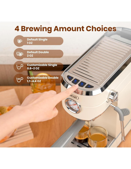 Máquina de Café Espresso Gevi GECME418E-U 20 Bar con Molinillo Máquina de Café Espresso Gevi GECME418E-U 20 Bar con Molinillo