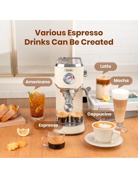 Máquina de Café Espresso Gevi GECME418E-U 20 Bar con Molinillo Máquina de Café Espresso Gevi GECME418E-U 20 Bar con Molinillo