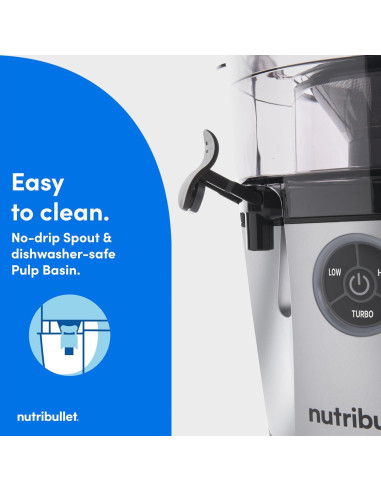 NutriBullet Exprimidor Pro 1000W 2L Plata con 3 Velocidades