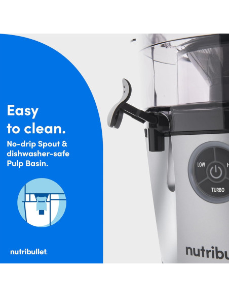 NutriBullet Exprimidor Pro 1000W 2L Plata con 3 Velocidades NutriBullet Exprimidor Pro 1000W 2L Plata con 3 Velocidades