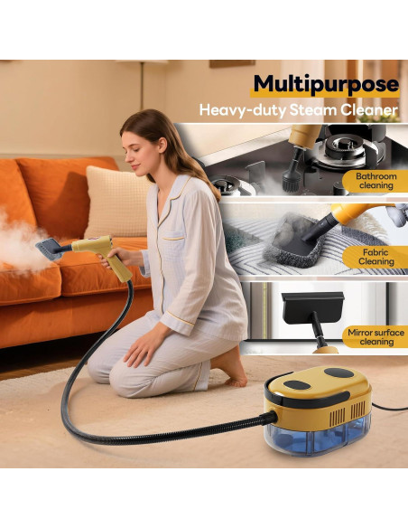 Limpiador de Vapor de Mano YIKEDA 2500W 1.2L 15-en-1 Amarillo Limpiador de Vapor de Mano YIKEDA 2500W 1.2L 15-en-1 Amarillo