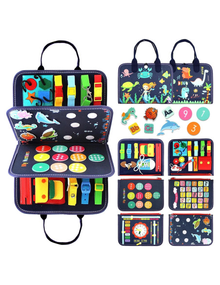 Juguete Montessori Qizfun Busy Board Azul 44.7x25.4 cm Juguete Montessori Qizfun Busy Board Azul 44.7x25.4 cm