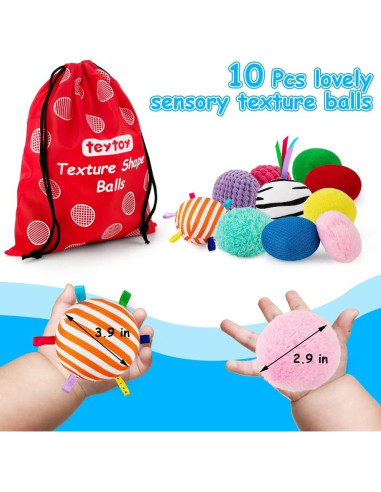 Juego de Pelotas Sensoriales Teytoy 10 Piezas para Bebés