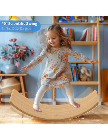 Tabla de Equilibrio de Madera Edutree 89x29 cm para Niños y Adultos