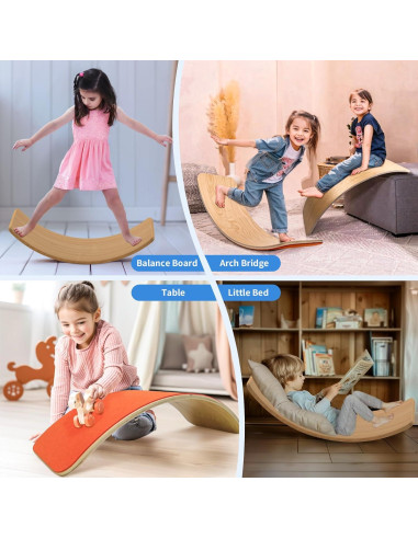 Tabla de Equilibrio de Madera Edutree 89x29 cm para Niños y Adultos