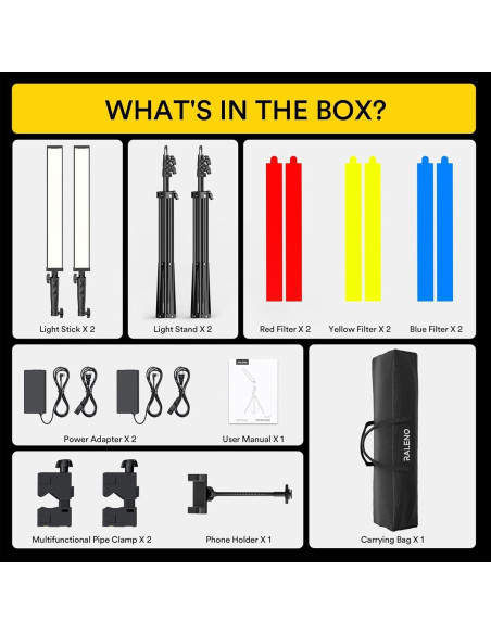 Kit de Iluminación RALENO LED 45W, Luz Continua Ajustable Kit de Iluminación RALENO LED 45W, Luz Continua Ajustable