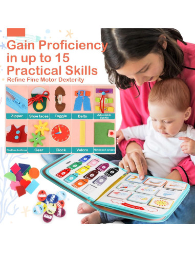 Tablero Ocupado Montessori Teefrye 8 Páginas para Niños 1-3 Años