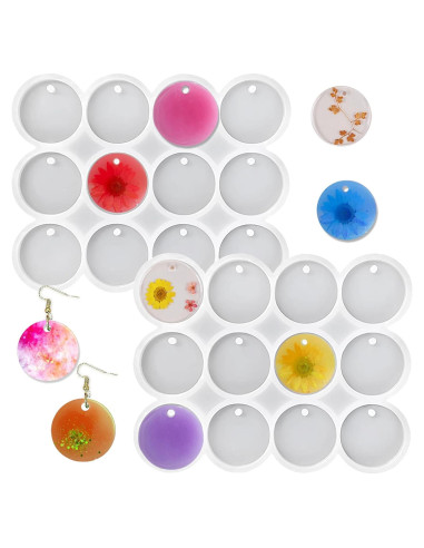 Molde de Silicona Redondo Szcelling 2 Pcs 3.5 cm para Resina