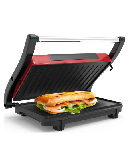 Panini Press Chef Buddy 1400W Rojo - Hacedor de Sándwiches Panini Press Chef Buddy 1400W Rojo - Hacedor de Sándwiches