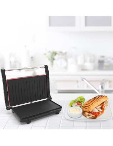 Panini Press Chef Buddy 1400W Rojo - Hacedor de Sándwiches