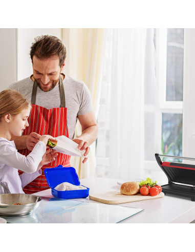 Panini Press Chef Buddy 1400W Rojo - Hacedor de Sándwiches